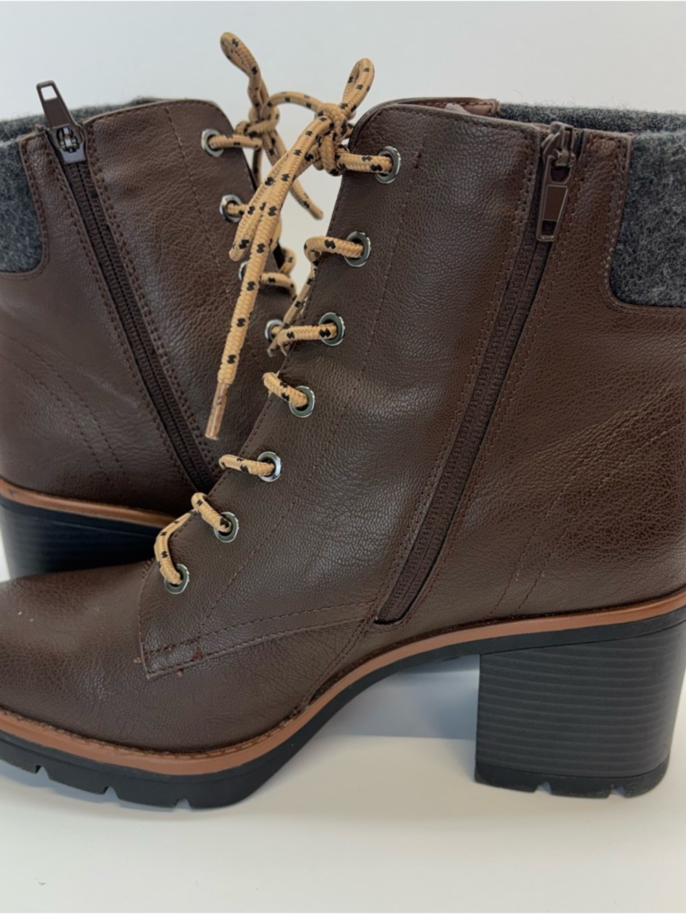 Naturalizer Madalynn Brown Lace-Up Boots Women Size 11 M Vegan Leather - Picture 7 of 9